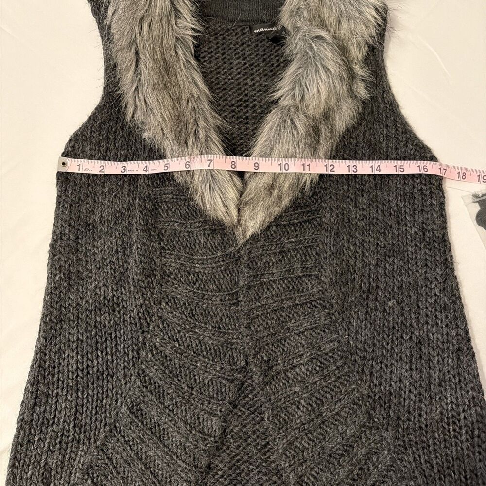 Alpaca Wool Faux Fur Collar Sweater Vest Womens S Mob Wife Western Rodeo Boho - Picture 5 of 10